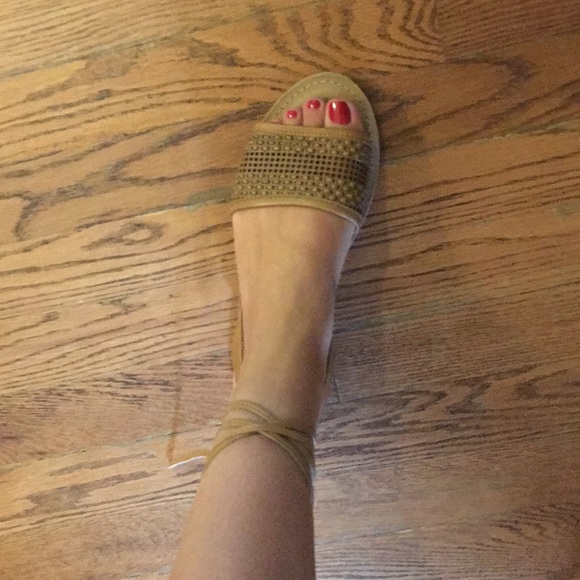 ASOS leather tan wrap up sandals - Picture 3 of 4